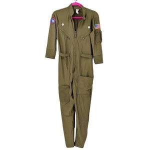 Top Gun Maverick Olive Green Flight Suit Jumpsuit Costume Size Large